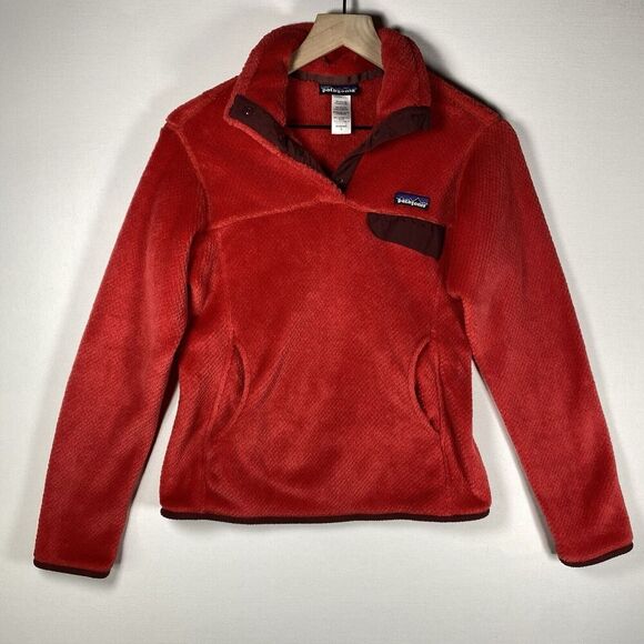 Patagonia Womens Small Red Burgundy Fleece Re Tool Snap T Pullover Sweater - Picture 1 of 7